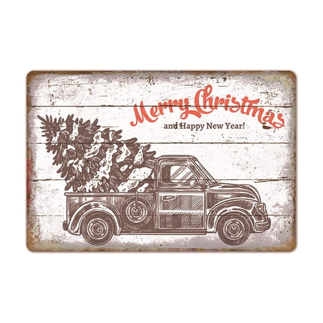 Letrero de metal navideño, letreros de aluminio vintage, letrero de pared, decoración para bar, decoración del hogar, letreros de jardín, placa de pared, póster de arte vintage Tamaño: 16 x 12