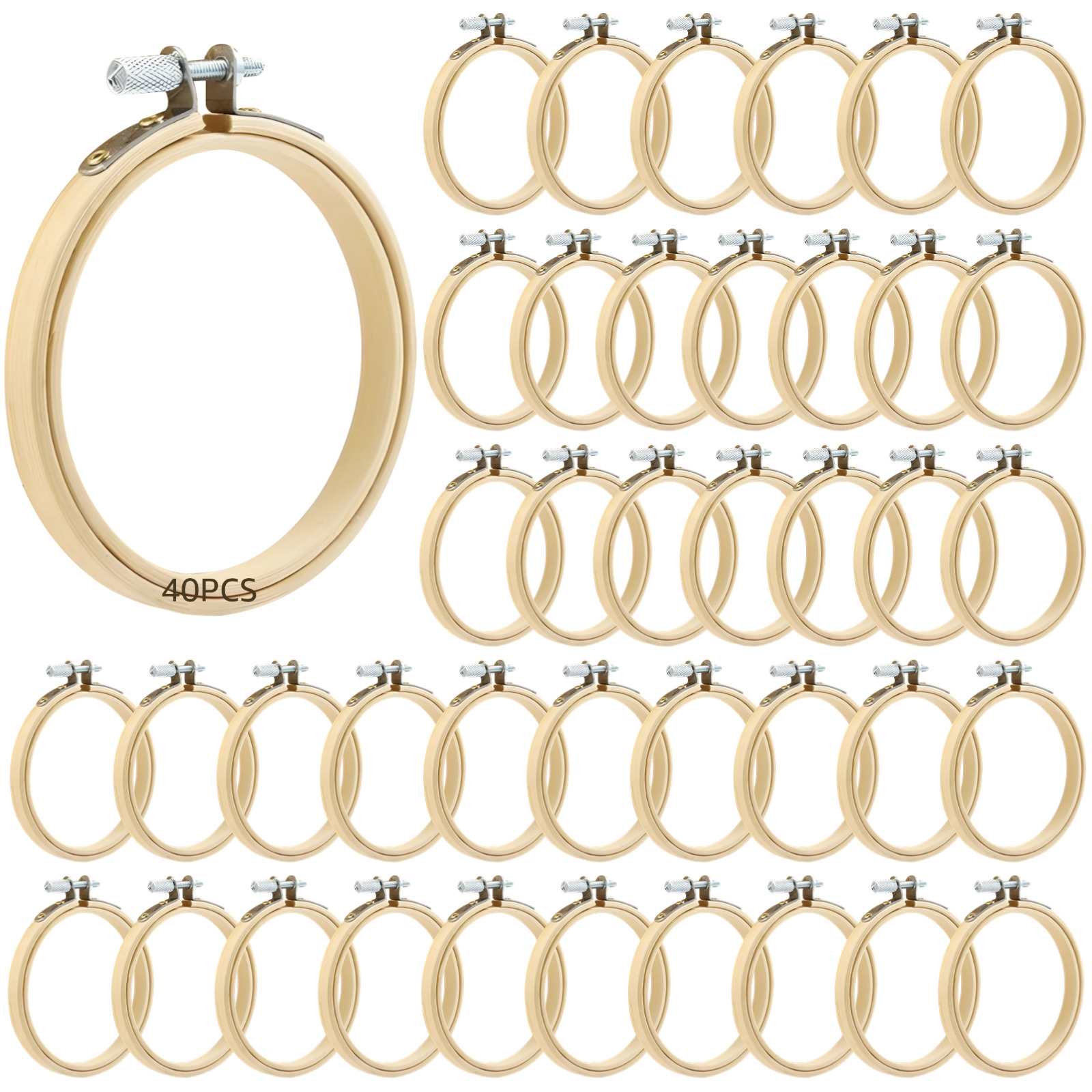 40 Pcs 6 in/15 cm Embroidery Hoops, Adjustable DIY Tool Set, Bulk Craft Hoops for Creative Projects, Ideal for Wall Decor and Wedding Decor