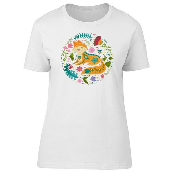 Beautiful Floral Red Fox Tee Women's -Image by Shutterstock