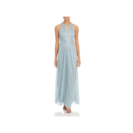 UPC 191899782167 product image for ELIZA J Womens Light Blue Embellished Zippered Lined Keyhole Pinstripe Sleeveles | upcitemdb.com