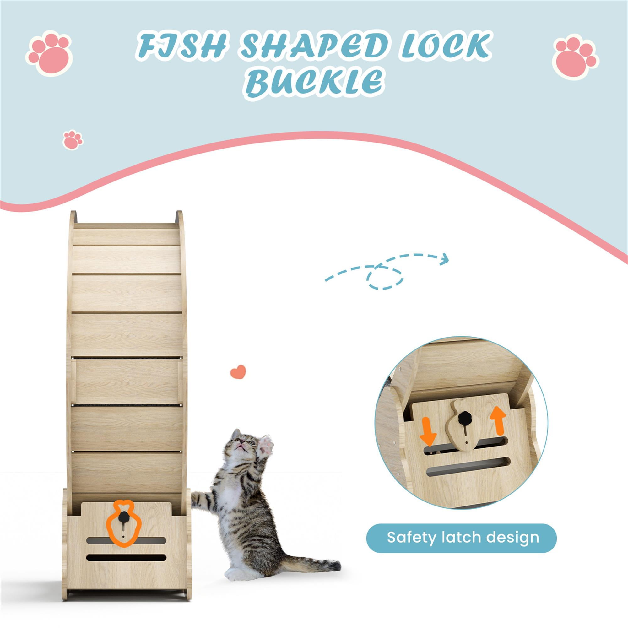 resenkos 41" Cat Exercise Wheel for Indoor Cat, Large Cat Running Wheel with Carpeted Runway, Cat Treadmill Wheel with Teaser Equipment, Beige