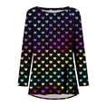 thumbnail image 4 of Juebong Chandail en Molleton pour Femmes Imprimé Saint-Valentin Col Rond Décontracté Léger à Manches Longues Chandail-Over, Chemises Multicolores pour Femmes, P, 4 of 5