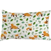 Wellsay Fox Butterfly and Leaves Pillow Covers Zippered Cotton Plush Throw Pillow Cushion Case 20x30in for Bed Couch Sofa Home Decor
