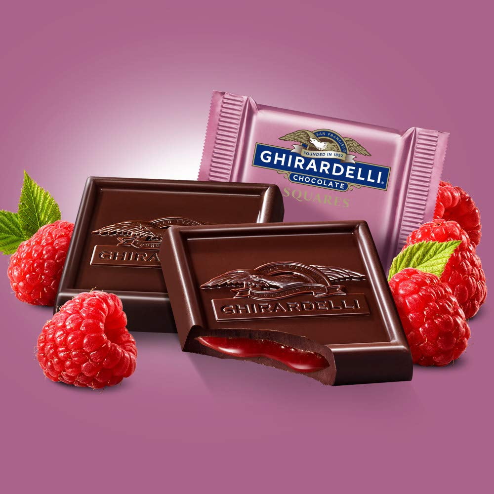 GHIRARDELLI Dark Chocolate Raspberry Squares, 5.32 Oz Bag (Pack of 3)