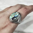 thumbnail image 2 of Abalone Shell Ring, Natural Flat Abalone Shell, Gents Ring, Silver Jewelry, 925 Silver Ring, Birthday Gift, Heavy Mens Ring, Arabic Design, Ottoman Style Ring, Christmas, Turkey Mens Signet Ring, 2 of 5