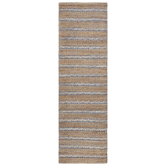 SAFAVIEH Natural Fiber Jack Striped Runner Rug, Blue/Natural, 2'3" x 8'