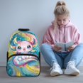 thumbnail image 2 of KUIFORTI Colorful Axolotl Girls School Backpack Kids Bookbag Comfortable Lightweight with Laptop Compartment Suitable for Elementary Primary Middle, 2 of 7