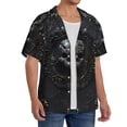 thumbnail image 2 of Balery Ornate Dark Skull Book Camisa Casual de Manga Corta con Botones para Hombre, Texturizada, Estilo Cubano, para Playa, Verano-4X-Large, 2 of 5