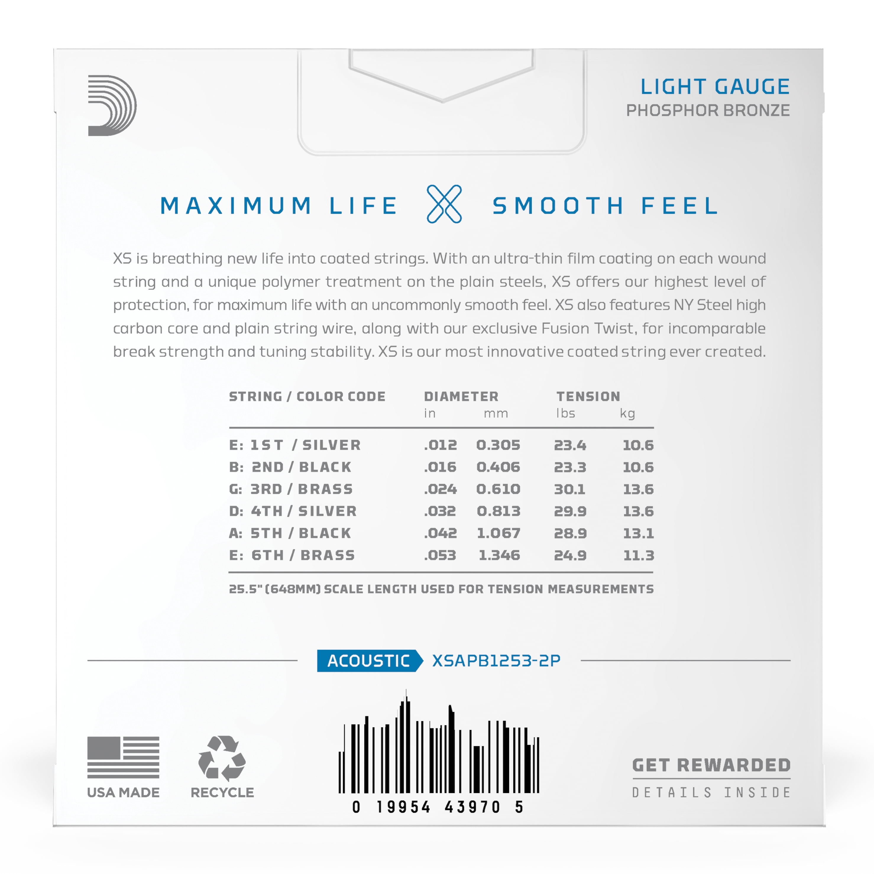 D'Addario 12-53 Light Coated Acoustic Guitar Strings 2-Pack