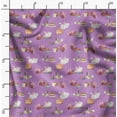 thumbnail image 2 of Soimoi Purple Cotton Duck Fabric Rabbit Animal Print Fabric by the Yard 42 Inch Wide, 2 of 6