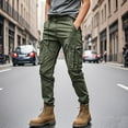 thumbnail image 2 of Dagegui Men's Casual Cargo Pants Drawstring Waist Joggers Pant Streetwear Tapered Pants with Multi Pockets Green XL, 2 of 3