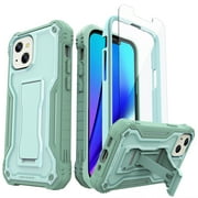 ExoGuard Compatible with iPhone 13 Mini Case, Rubber Shockproof Full-Body Cover Case Built-in Screen Protector with Kickstand for iPhone 13 Mini 5.4 inch Phone (Green)
