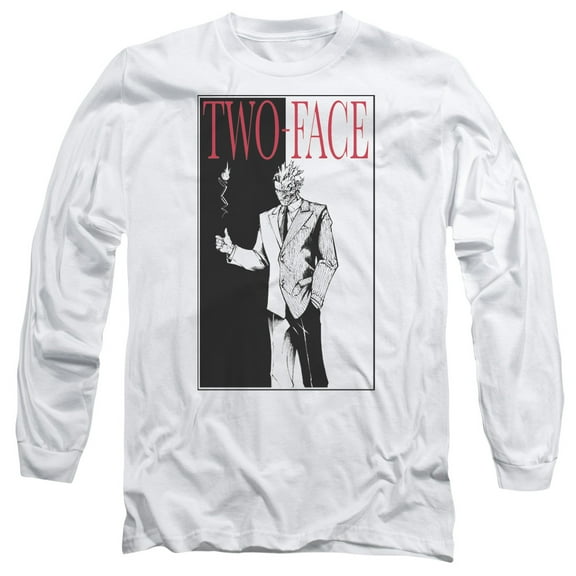 Batman Two Face Long Sleeve T-Shirt Adult 18/1 White