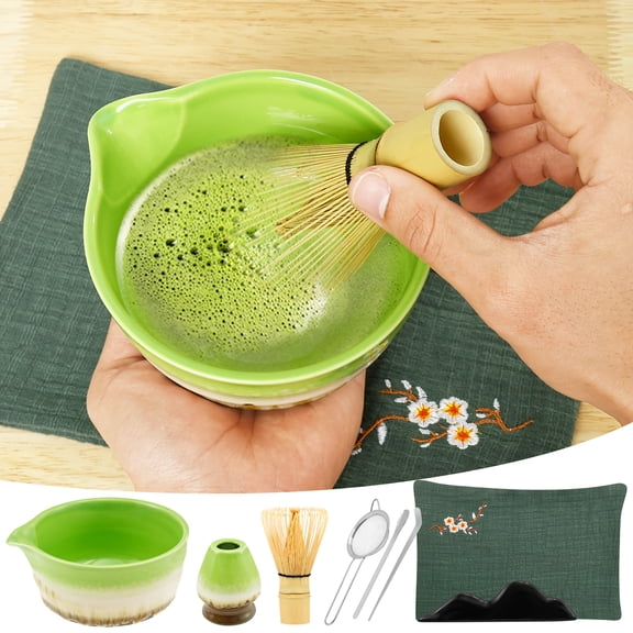 8Pcs Matcha Whisk Set Ceramic Matcha Bowl with Strainer Tea Rattle Stand Matcha Bowl Thoughtful Nozzle Design Easy to Wash Matcha Set Suitable for Matcha Lovers