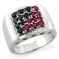 thumbnail image 1 of Rhodium 925 Sterling Silver Ring with AAA Grade CZ in Multi Color for Women Multi Color Stone Color Style LOAS1103 Size 6, 1 of 1