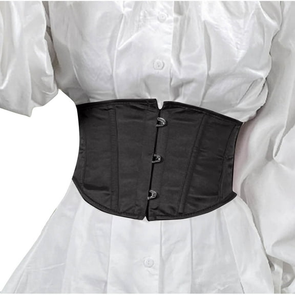 Generic Corset Steel Boned Corset Womens Underbust Waspie Corset Heavy Duty Cincher Short Torso Corset