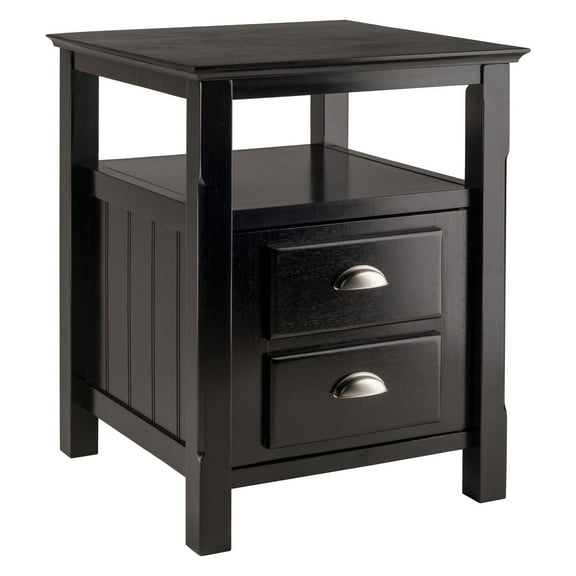 Winsome Timber Nightstand with Door, Black Finish