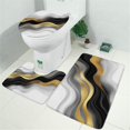 thumbnail image 2 of Black White Gold Wave Marble Bathroom Rugs Sets 3 Piece,Toilet Cover Set,Absorbent Non Slip Bathroom Mats Sets with U-Shaped Contour Rug Toilet Rug Set, 2 of 5