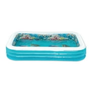 Summer Waves Inflatable Dolphin 3D Family Pool, Rectangular, Blue, Ages 6+, Unisex