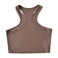 thumbnail image 2 of BLVB Women's Ribbed Knit Sleeveless Round Neck Slim Fitted Basic Crop Tank Top Stretch Racerback Tank Shirts for Summer, 2 of 3