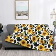 thumbnail image 2 of Rateoe Cute Cow Print Sunflower D Pattern Flannel Throw Blanket, Ultra-soft Blanket for Bed, Couch, Car, Hypoallergenic Anti-pilling blanket-50"x40"(Horizontal), 2 of 6