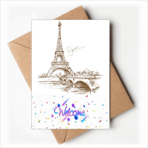 The Eiffel Tower Paris France Welcome Back Greeting Cards Envelopes Blank