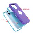 thumbnail image 3 of EBIZCITY Case for iPhone 14, 14 Pro, 14 Plus, 14 Pro Max, Case Cover for iPhone 14, 14 Pro, 14 Plus, 14 Pro Max, Shockproof Heavy Duty Hard Plastic & Rubber Rugged Bumper 3-in-1 Case Cover - Purple, 3 of 6