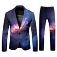 thumbnail image 5 of Cosmic Print Formal Two Piece Business Suit Set with Stylish Jacket and Trousers Boys 2 Piece Formal Suit One Button Casual Blazer Dress Pants Slim Fit Wedding Prom Party Tuxedo, 5 of 9