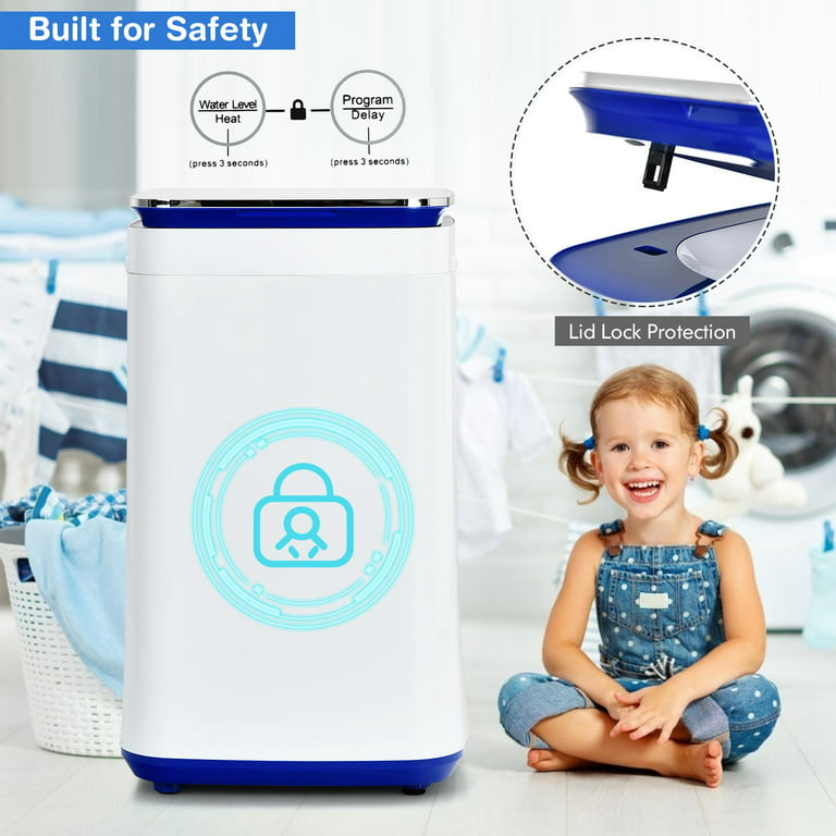 7.7lbs Full Automatic Washing Machine W/Heating Function, Portable Washer & Spinner Combo Built-In Drain Pump