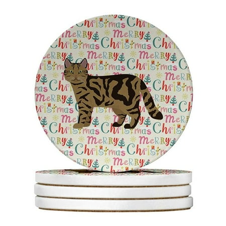 

Carolines Treasures WDK2629RCS4 4 x 4 in. Unisex Scottish Straight No.2 Cat Christmas Large Sandstone Coasters - Pack of 4