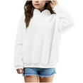 thumbnail image 4 of Girls Fleece Sweatshirt Long Sleeve White Hoodie For Girls Casual Loose Fuzzy Top Pullover Clothes For 9-10 Years Old Girls, 4 of 5