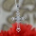 thumbnail image 3 of Dazzlingrock Collection Round White Diamond Religious Cross Slider Pendant for Women with 18 Inch Silver Chain (0.10 ctw, Color I-J, Clarity I1-I2) in 18K White Gold, 3 of 5