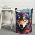 thumbnail image 6 of Fuzoiu Colorful Wolf Head Print Circular Hamper,Laundry Basket with Handle,Collapsible Laundry,Dirty Clothes Storage Basket,for Bedroom Bathroom Dorm Living Room-Small, 6 of 6