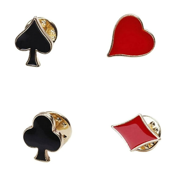 Fogun Pack of 4 Card Lapel Pins Collar Pins Fashion Accessories Suit Brooch Dress Brooch Set for Shirts Scarves Revers