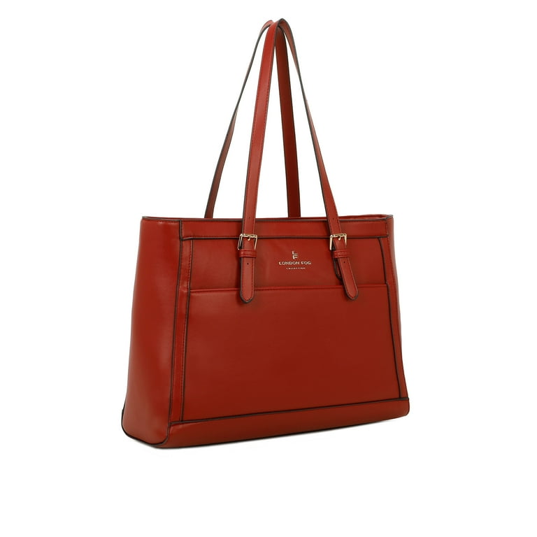 London Fog Women s Jermyn Smooth Double Handle Tote Maroon