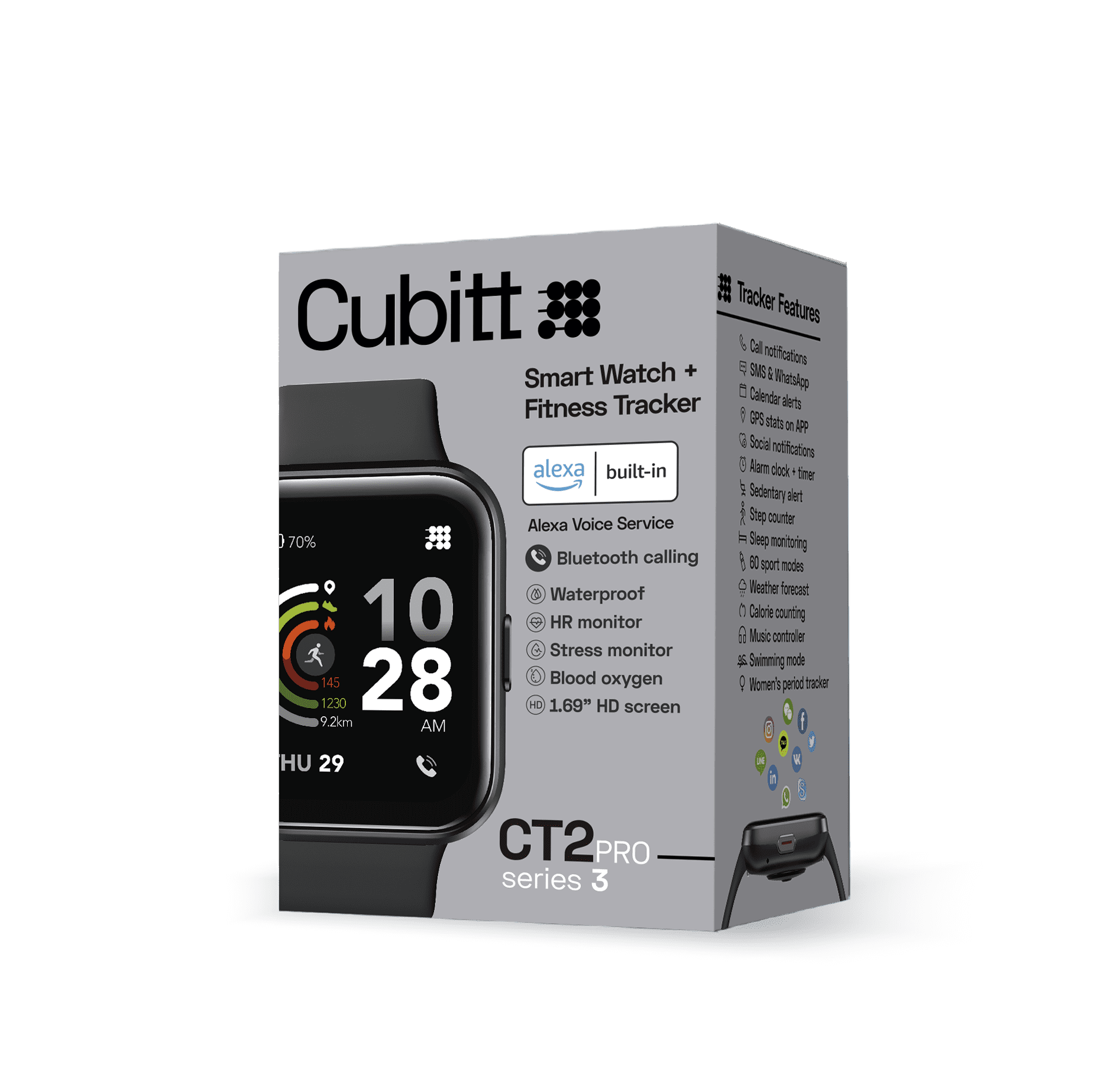 Cubitt CT2 Pro Series 3 Smart Watch Fitness Tracker Waterproof