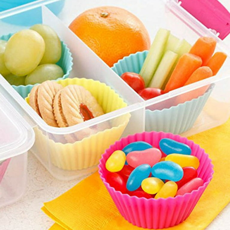 78PCS Silicone Lunch Box Dividers Bento Cupcake Liners Muffin Cups