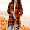 thumbnail image 2 of HBFAGFB Lightweight Cardigans for Women Simple Long Sleeve Plaid Jacket Versatile Long Coat Black Size S, 2 of 5