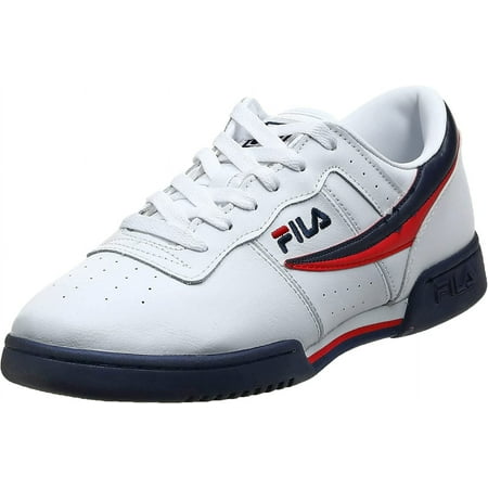 Fila Men's Original Fitness Lea Classic Sneaker, White/White/Navy Red, Size M 10.5