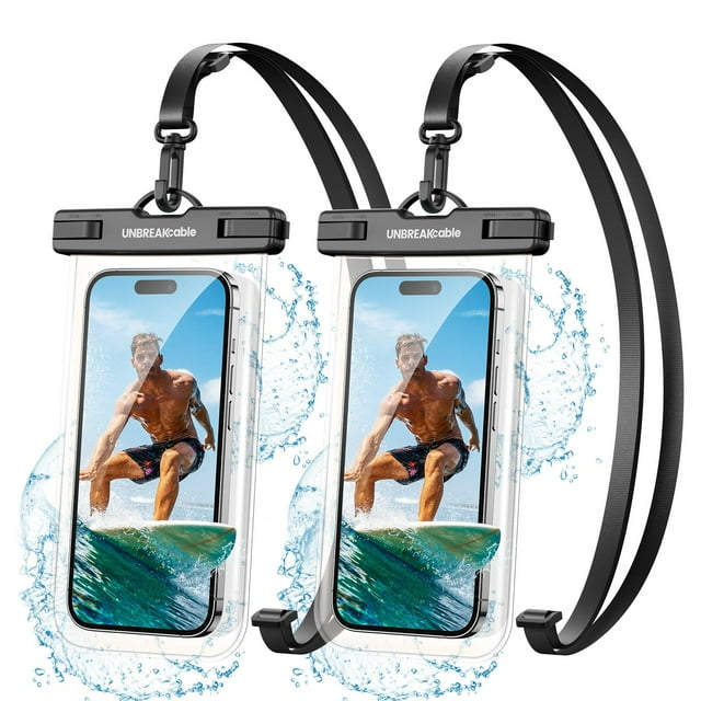 Funda impermeable para teléfono UnbreakCable de 7 pulgadas IPX8, paquete de 2