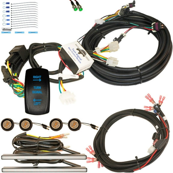 MCSADVENTURES Vertical Rocker Plug and Play Turn Signal Kit for 13  Polaris Ranger 500/570/900 and 2017 Ranger 1000 - blue backlight forward facing stick-on lights