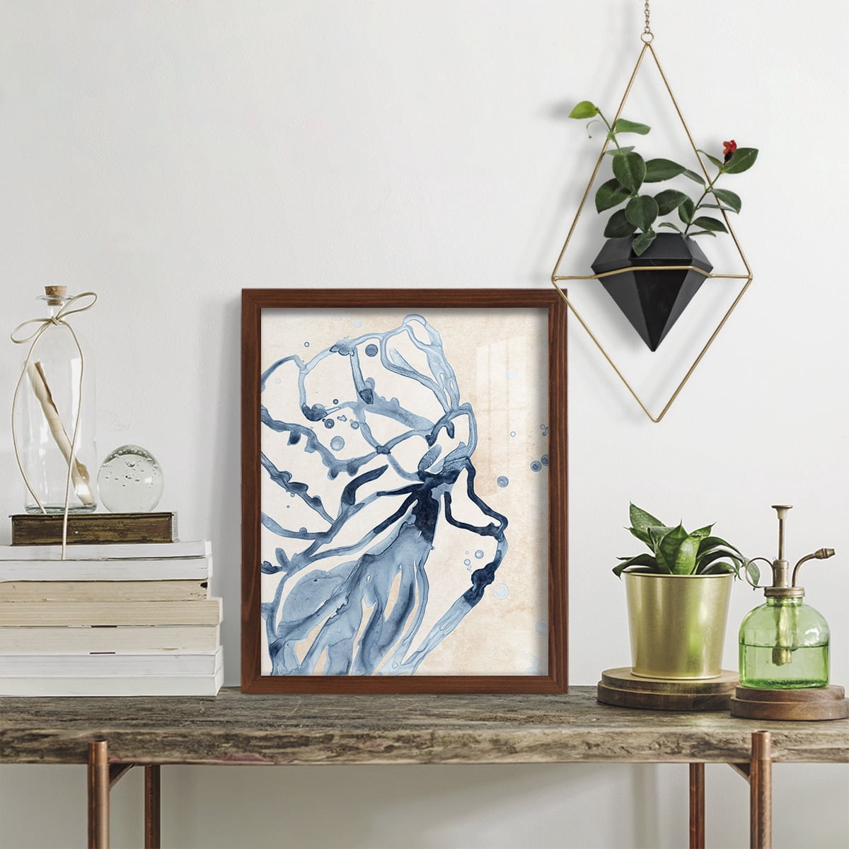 Water Shells I - Framed Print w/glass - Chestnut