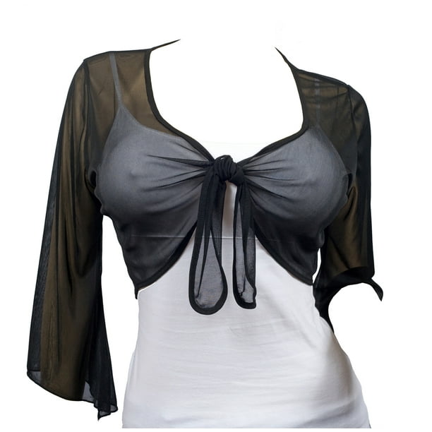 eVogues Apparel eVogues Plus Size MidNight Black Sheer Front Tie