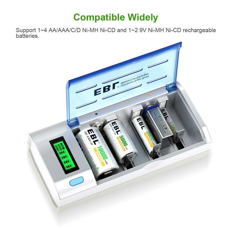 EBL 4 Pack AA Rechargeable Batteries 2300mAh High Capacity AA Batteries  NiMH Double A Battery 1.2V 