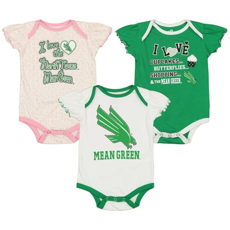 

Outerstuff NCAA Infant Girls North Texas Mean Green Three Piece Creeper Set