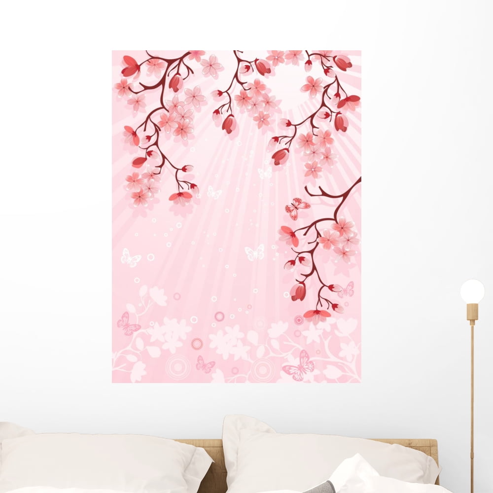 Japanese Cherry Blossom Wall Mural by Wallmonkeys Peel and Stick