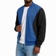thumbnail image 3 of Men Casual Lightweight Bomber Jacket Stand Collar Zipper Closure Color Long Sleeve Jackets Color Block Varsity Coat, 3 of 5