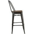 thumbnail image 3 of Industrial Country Cottage Farm Beach House Bar Pub and Dining Kitchen Bar Side Stool Chair, Metal Steel Wood, Brown, 3 of 5