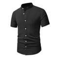 thumbnail image 5 of Diufon Men's Casual Button Down Shirts Short Sleeve Linen Shirts Summer Beach Dress Shirt Classic Office Tshirt, 5 of 6