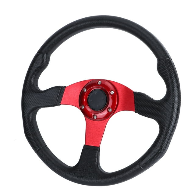 14in Steering Wheel, Drifting Steering Wheel PU Aluminum Alloy Wear Resistant Ergonomic For Car Modification Red